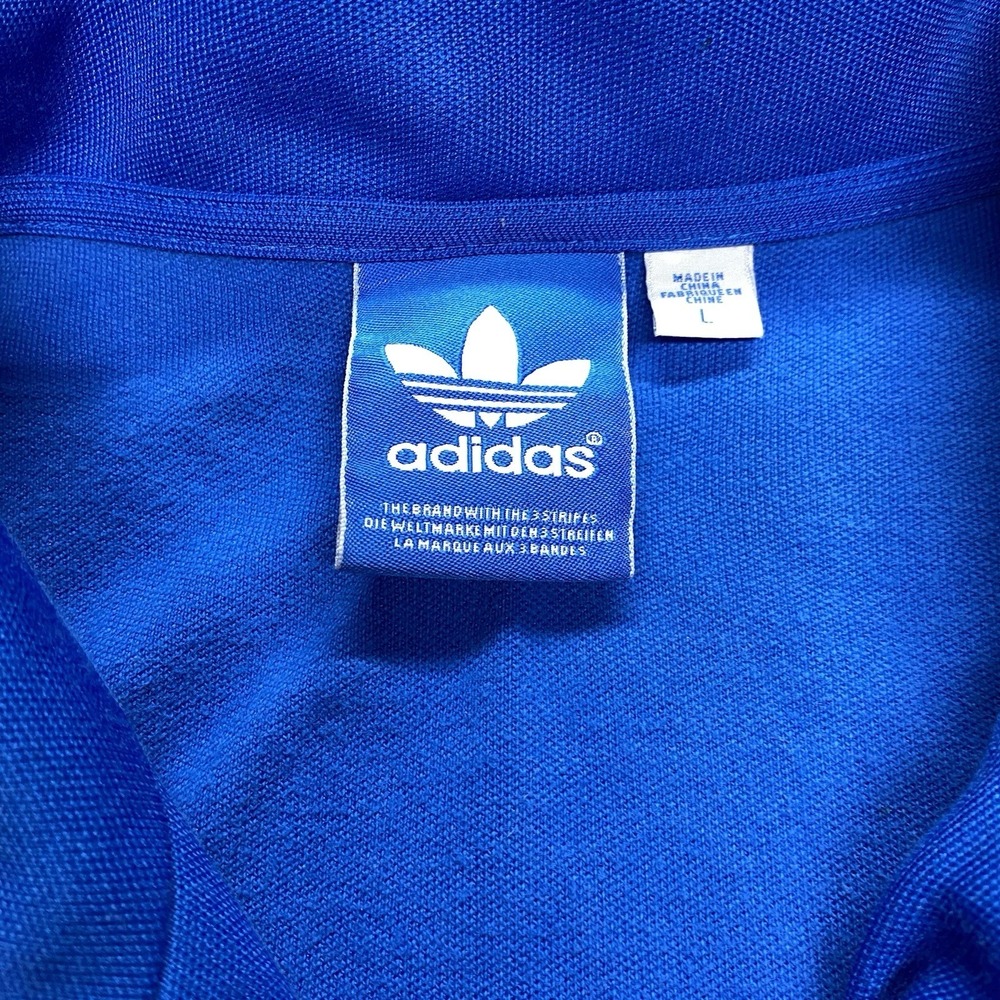 Vintage Y2K Adidas Blue White Stripes Full Zip Size Large Track Jacket Clean - Picture 4 of 11